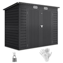 8' x 4' Galvanized Steel Garden Shed with Double Doors - Grey