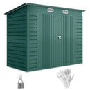 8' x 4' Galvanized Steel Garden Shed with Double Doors - Green