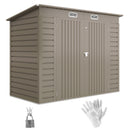 8' x 4' Galvanized Steel Garden Shed with Double Doors - Light Grey