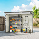 8' x 4' Galvanized Steel Garden Shed with Double Doors - Silver Grey