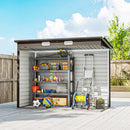 8' x 4' Galvanized Steel Garden Shed with Double Doors - Oak Brown