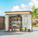8' x 4' Galvanized Steel Garden Shed with Double Doors - Yellow Brown