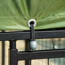 8' x 4' Steel Outdoor Dog Kennel with Rotating Food & Water Bowls, 6' Height & Green Canopy Cover