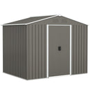 8' x 6' Outdoor Garden Storage Shed with Dual Sliding Doors - Light Grey