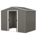 8' x 6' Outdoor Garden Storage Shed with Dual Sliding Doors - Light Grey