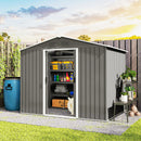 8' x 6' Outdoor Garden Storage Shed with Dual Sliding Doors - Light Grey