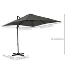 Patio Umbrellas, 8' x 8' Cantilever Square Umbrella with 360° Rotation, Tilt and Crank - Grey - Seasonal Overstock