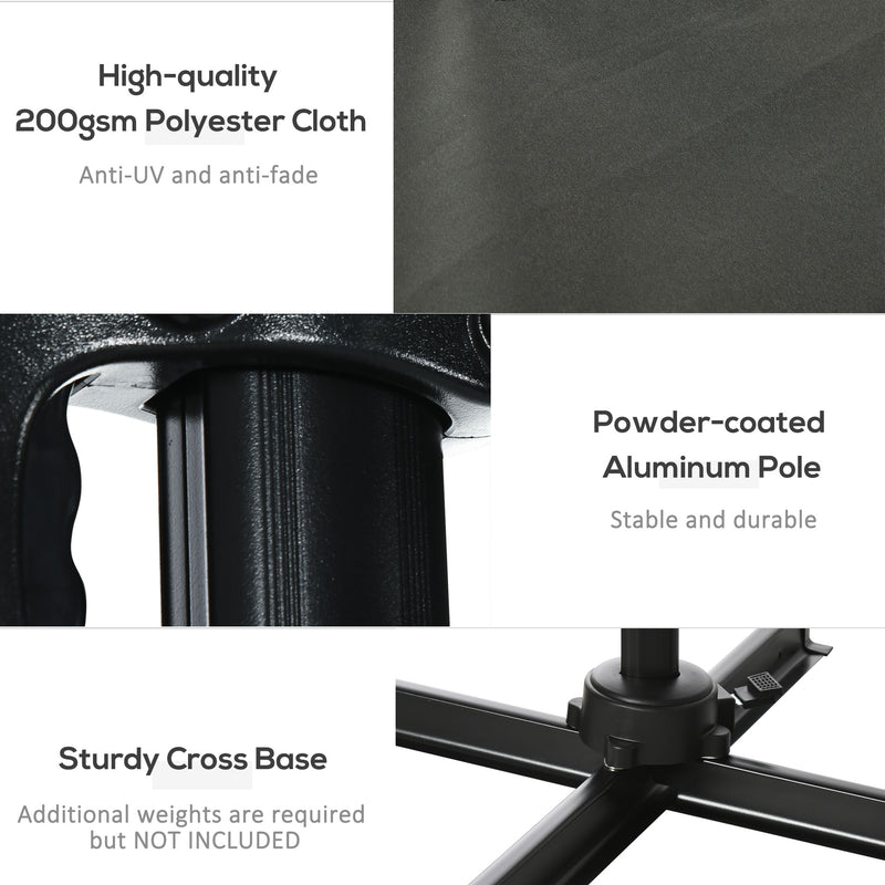 Patio Umbrellas, 8' x 8' Cantilever Square Umbrella with 360° Rotation, Tilt and Crank - Grey - Seasonal Overstock