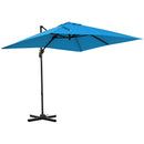 Patio Umbrellas, 8' x 8' Cantilever Square Umbrella with 360° Rotation, Tilt and Crank - Turquoise - Seasonal Overstock