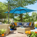 Patio Umbrellas, 8' x 8' Cantilever Square Umbrella with 360° Rotation, Tilt and Crank - Turquoise - Seasonal Overstock