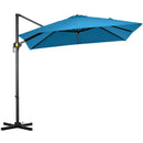 Patio Umbrellas, 8' x 8' Cantilever Square Umbrella with 360° Rotation, Tilt and Crank - Turquoise - Seasonal Overstock