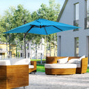 Patio Umbrellas, 8' x 8' Cantilever Square Umbrella with 360° Rotation, Tilt and Crank - Turquoise - Seasonal Overstock