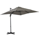 Patio Umbrellas, 8' x 8' Cantilever Square Umbrella with 360° Rotation, Tilt and Crank - Light Grey - Seasonal Overstock