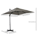 Patio Umbrellas, 8' x 8' Cantilever Square Umbrella with 360° Rotation, Tilt and Crank - Light Grey - Seasonal Overstock