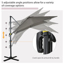 Patio Umbrellas, 8' x 8' Cantilever Square Umbrella with 360° Rotation, Tilt and Crank - Light Grey - Seasonal Overstock