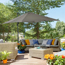 Patio Umbrellas, 8' x 8' Cantilever Square Umbrella with 360° Rotation, Tilt and Crank - Light Grey - Seasonal Overstock