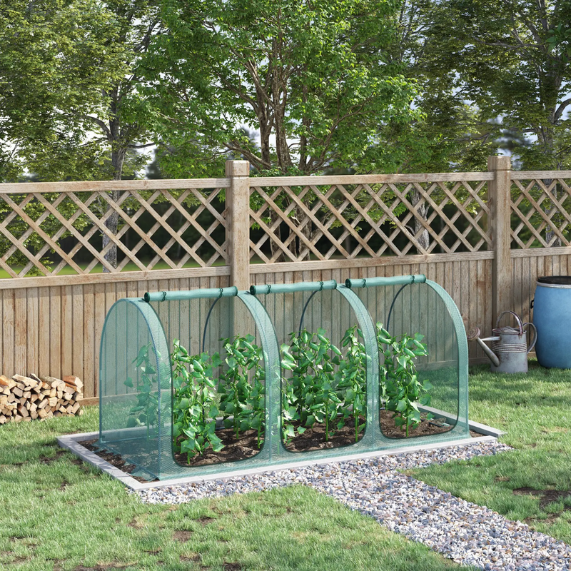 9' x 4' Mesh Garden Protection Crop Cage Cover with 3 Zipper Doors - Green