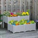 Planters, 31.5" x 31.5" Raised 4-Box Planter Flower Bed - Grey - Seasonal Overstock