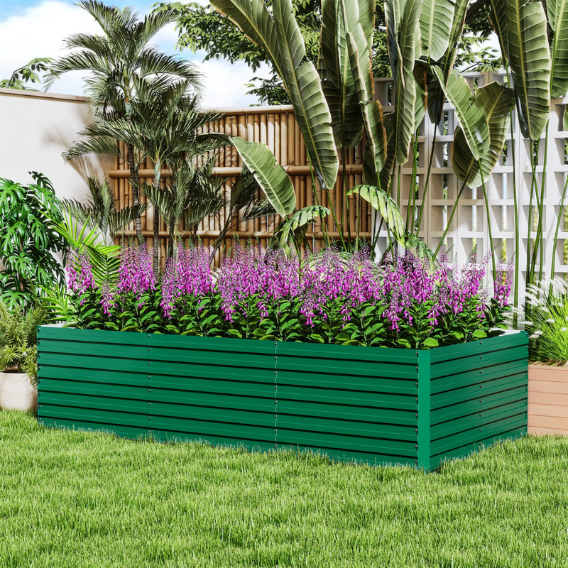 8' x 4' Raised Garden Bed Planter Box Galvanized Steel 24in Deep - Green