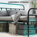 Beds, Luma Queen Size Metal Platform Bedframe with LED Lights, Charging Station and Underbed Storage - Black - Seasonal Overstock