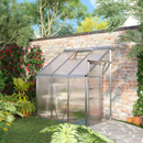 6' x 4' Lean To Walk-In Aluminum Frame Greenhouse with Polycarbonate Panels - Silver