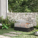 Planters, 4' x 3.5' Galvanized Steel Raised Garden Bed with Removeable Cold Storage Greenhouse Top - Grey - Seasonal Overstock