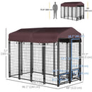 Dog Kennel, 8' x 4' Steel Outdoor Dog Kennel with Rotating Food & Water Bowls, 6' Height & Canopy Cover - Seasonal Overstock
