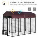 Dog Kennel, 8' x 4' Steel Outdoor Dog Kennel with Rotating Food & Water Bowls, 6' Height & Canopy Cover - Seasonal Overstock