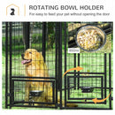 Dog Kennel, 8' x 4' Steel Outdoor Dog Kennel with Rotating Food & Water Bowls, 6' Height & Canopy Cover - Seasonal Overstock
