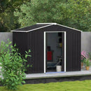 Storage Sheds, 8' x 6' Outdoor Garden Storage Shed with Dual Sliding Doors - Charcoal Grey - Seasonal Overstock