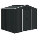 Storage Sheds, 8' x 6' Outdoor Garden Storage Shed with Dual Sliding Doors - Charcoal Grey - Seasonal Overstock