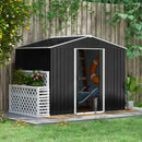 Storage Sheds, 8' x 6' Outdoor Garden Storage Shed with Dual Sliding Doors - Charcoal Grey - Seasonal Overstock
