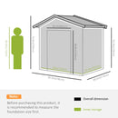 Storage Sheds, 8' x 6' Outdoor Garden Storage Shed with Dual Sliding Doors - Charcoal Grey - Seasonal Overstock