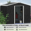 Storage Sheds, 8' x 6' Outdoor Garden Storage Shed with Dual Sliding Doors - Charcoal Grey - Seasonal Overstock