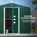 Storage Sheds, 8' x 6' Outdoor Garden Storage Shed with Dual Sliding Doors - Green - Seasonal Overstock