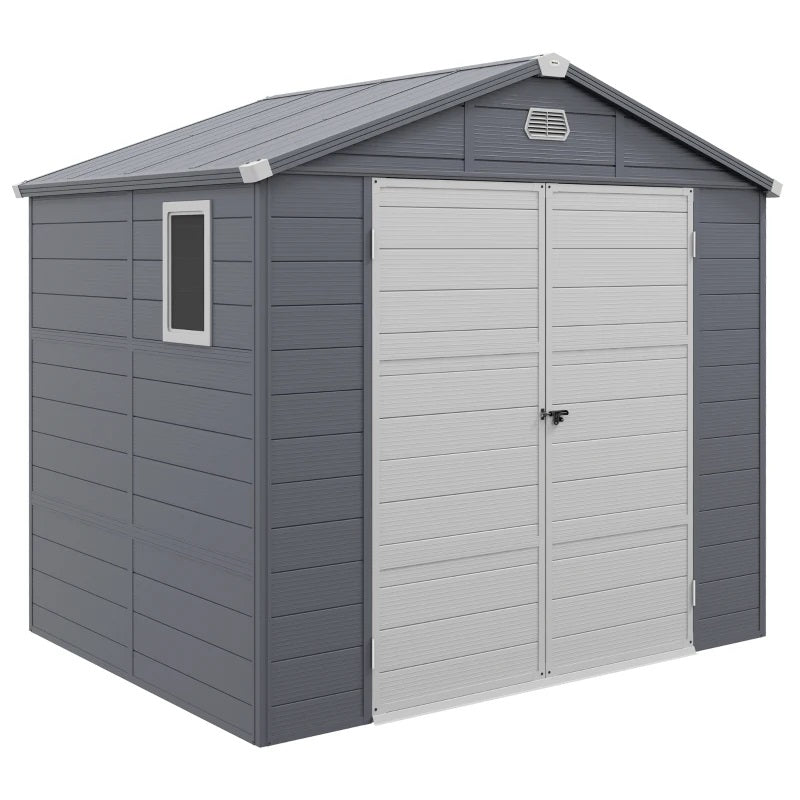 8' x 6' Polypropylene Plastic Resin Outdoor Garden Storage Shed with Lockable Latch Door - Light Grey