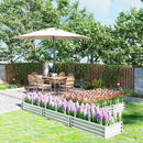 Planters, 8' x 8' Set of 5 Raised Garden Planter Boxes Galvanized Steel - 12in Deep - Silver - Seasonal Overstock