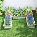 Planters, 8' x 8' Set of 5 Raised Garden Planter Boxes Galvanized Steel - 12in Deep - Silver - Seasonal Overstock