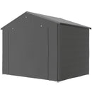 Gray 8 x 6 ft portable storage shed on a white background