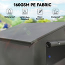 Gray outdoor portable shed 160gsm with waterproof, UV30+, sun-resistant, wear-resistant, and dustproof features.