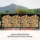 8ft Outdoor Firewood Storage Rack with Protective Cover and Log Carrier