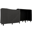 8ft Steel Outdoor Firewood Rack with Adjustable Length and Weather Protection Cover