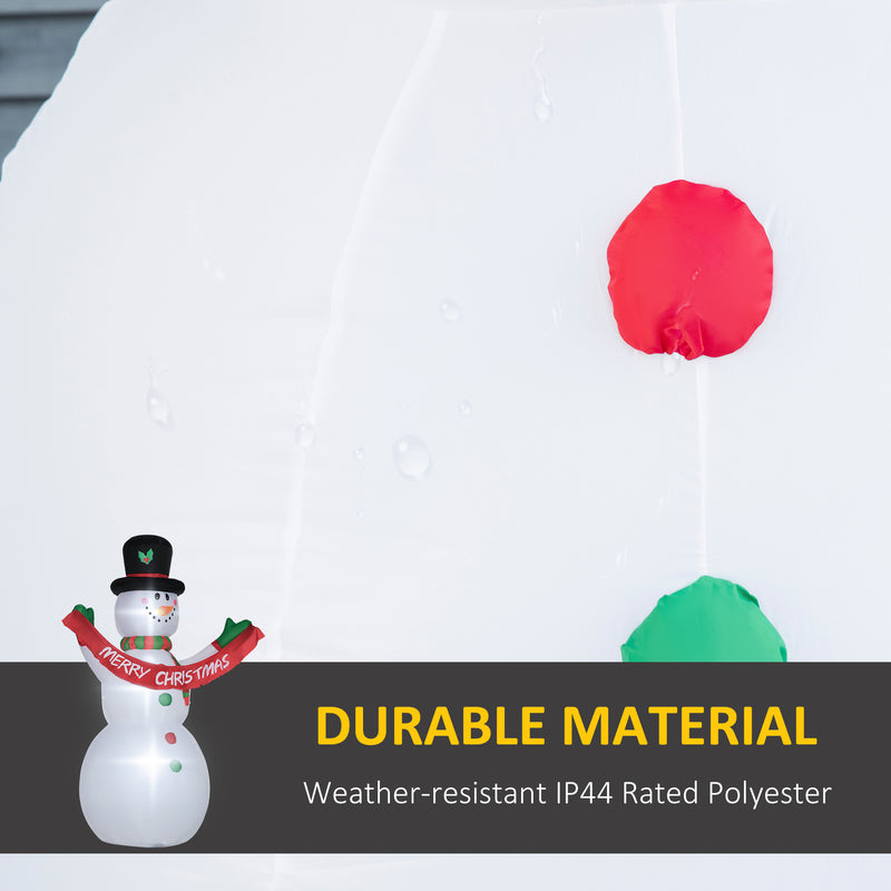 Decorative snowman with a red balloon against a white background, featuring text about durable material.