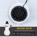 Air blower for inflatable decoration with snowman figure and text on a white background