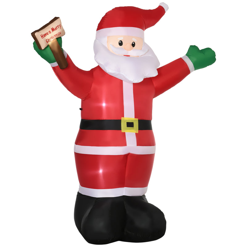 8ft Tall Inflatable Santa Clause with Merry Christmas sign on White Background 