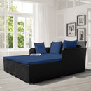 Halton Outdoor Rattan Lounging Patio Sofa - Dark Blue