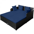 Halton Outdoor Rattan Lounging Patio Sofa - Dark Blue