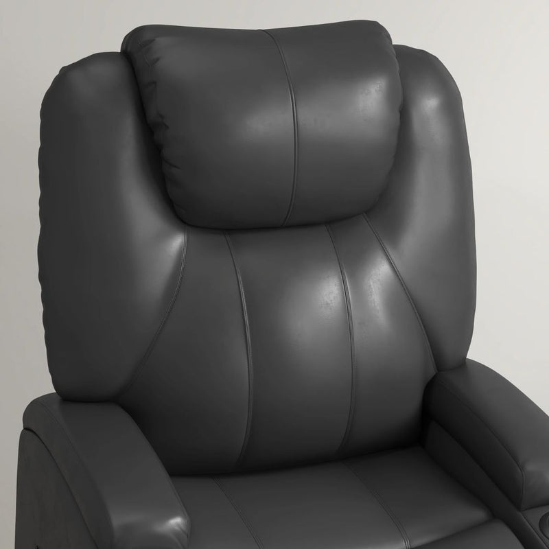 Harmond Grove Electric Lift Assist Recliner Chair with Cup Holders and Remote in Grey Faux Leather