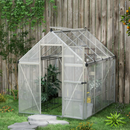 6' x 8' Walk-In Aluminum Frame Greenhouse, 2-Type Polycarbonate Panels, Swing Door - Silver