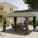 Gazebos, Umbra Valley 10' x 12' Hard Top Gazebo with Vented Steel Roof, Curtains and Mesh Sidewalls - Seasonal Overstock